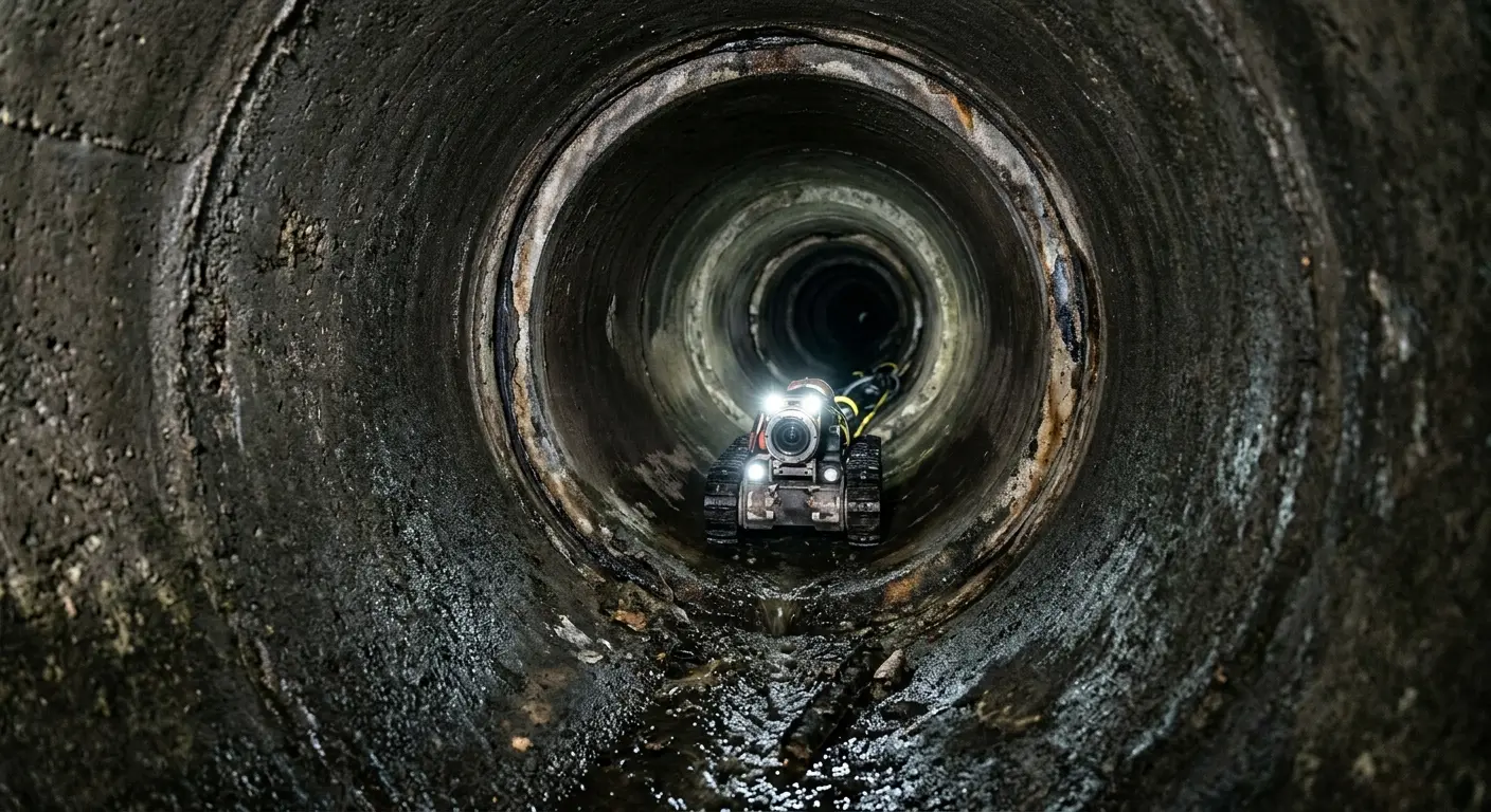 Robotic sewer camera inspecting pipe interior for Sewer Line Cleaning in Arnold